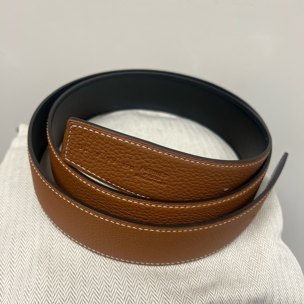 LIKE NEW-Hermes Reversible Brown and Black Leather Belt